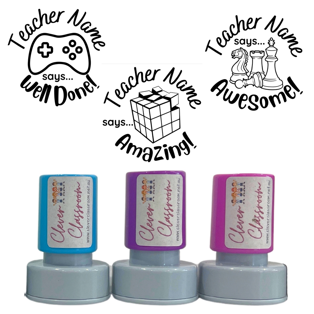 Games Stamp Set - 3 x Teacher Stamps 30mm