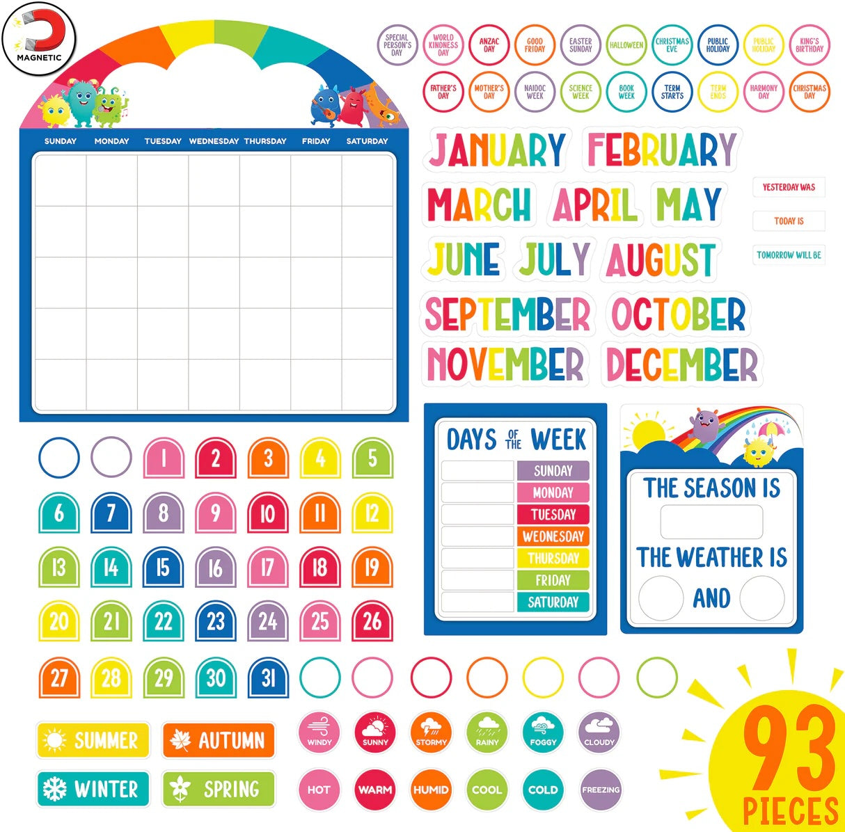 Giggle &amp; Grow Magnetic Calendar Bulletin Board Set
