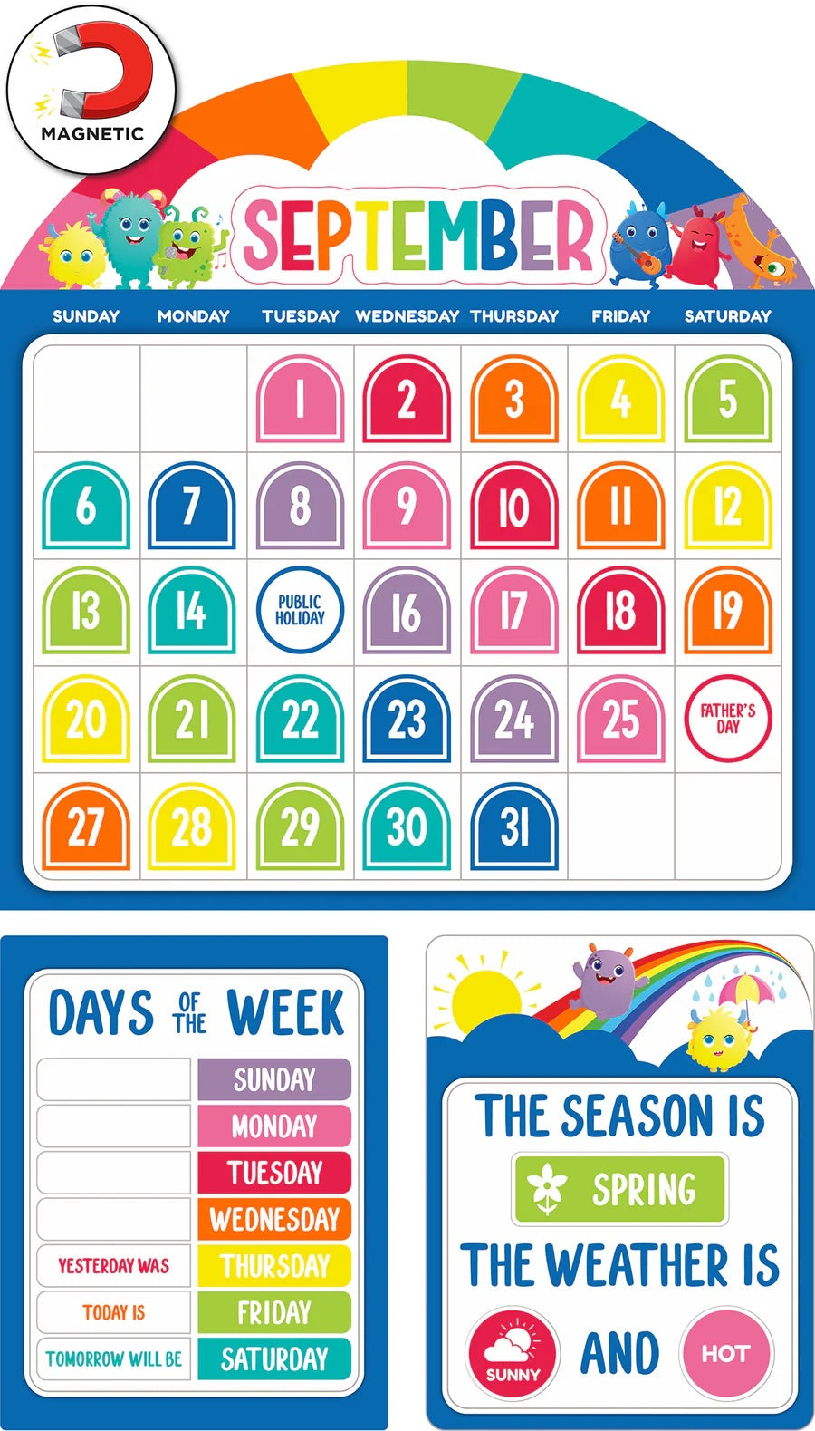Giggle &amp; Grow Magnetic Calendar Bulletin Board Set
