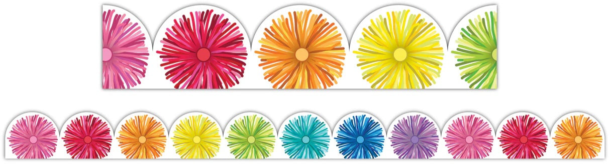 Giggle &amp; Grow Rainbow Scalloped Pom Poms Border