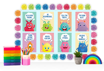 Giggle &amp; Grow Rainbow Scalloped Pom Poms Border