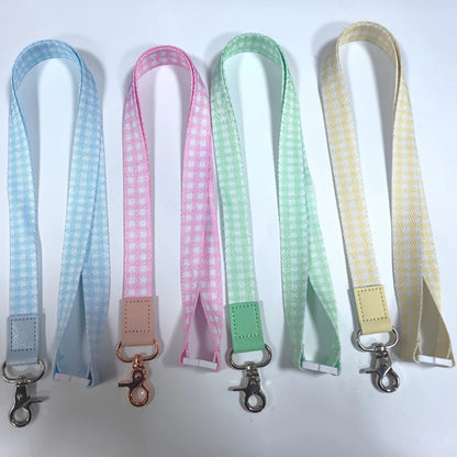 Pastel Pink Gingham Personalised Lanyard