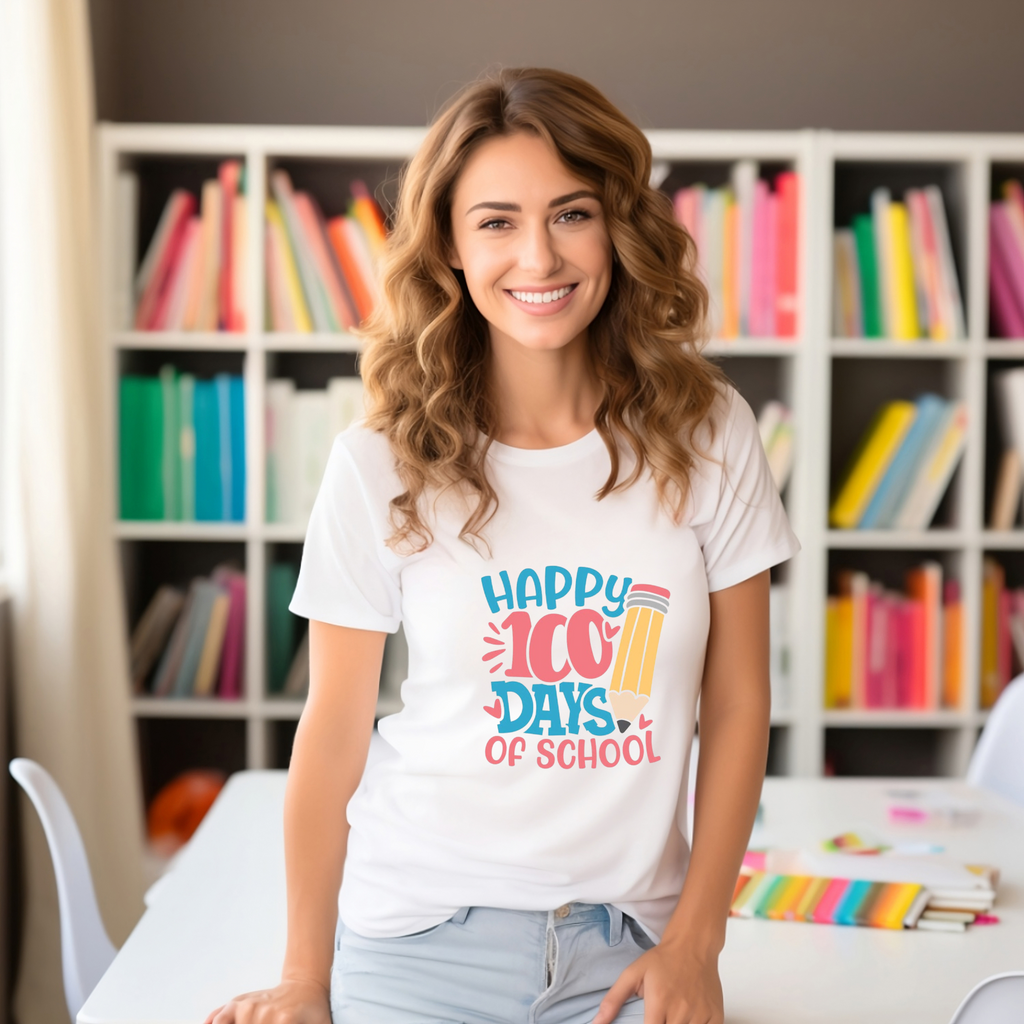 Happy 100 Days - Pencil Teacher T-shirt