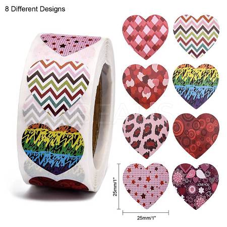 *HEARTS Patterns New Stickers 500 on a roll - Colourful Teacher Merit Stickers