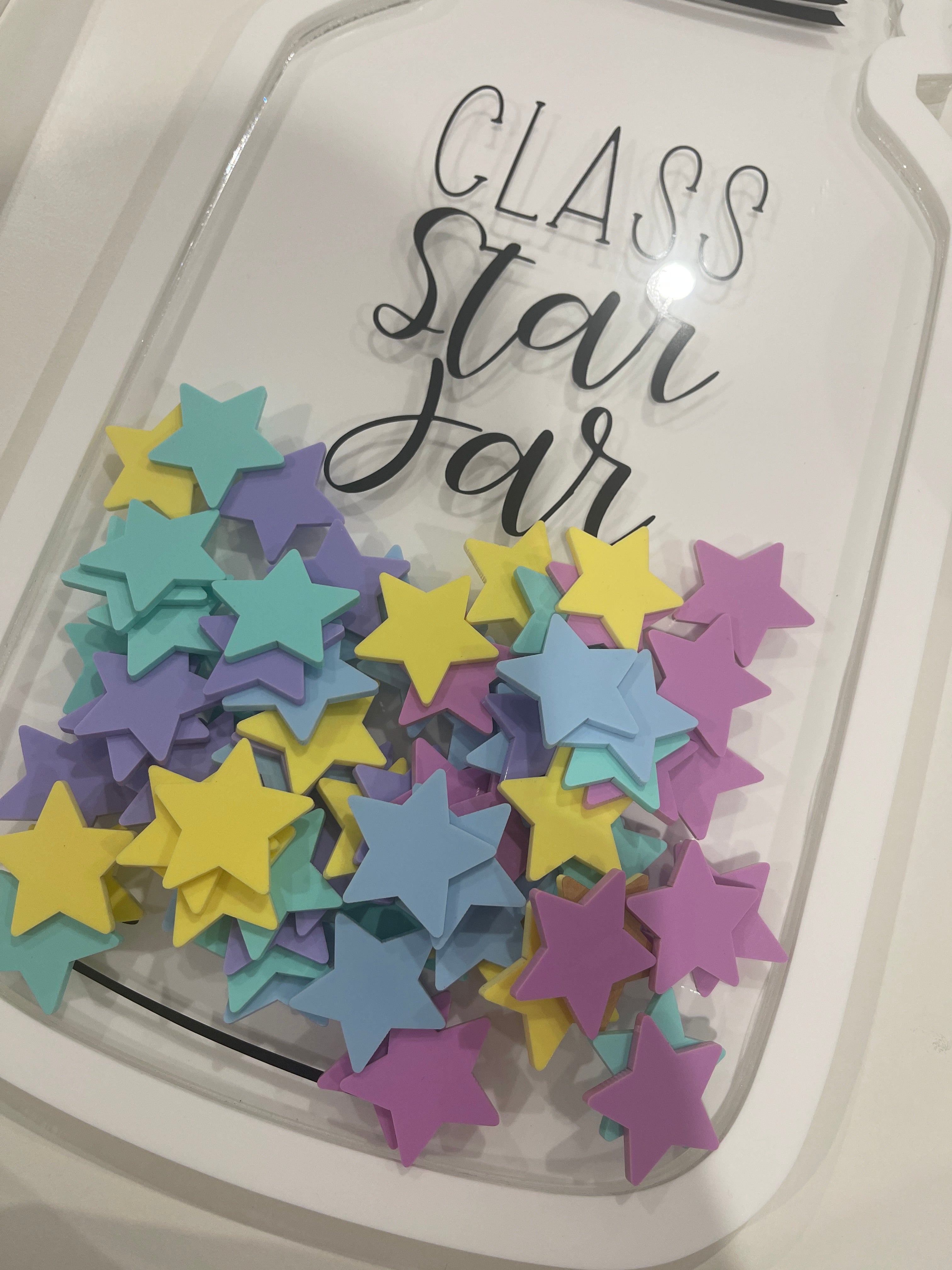 JUMBO ALL NEW!!! WHITE Class Star Jar with 75 Pastel Stars