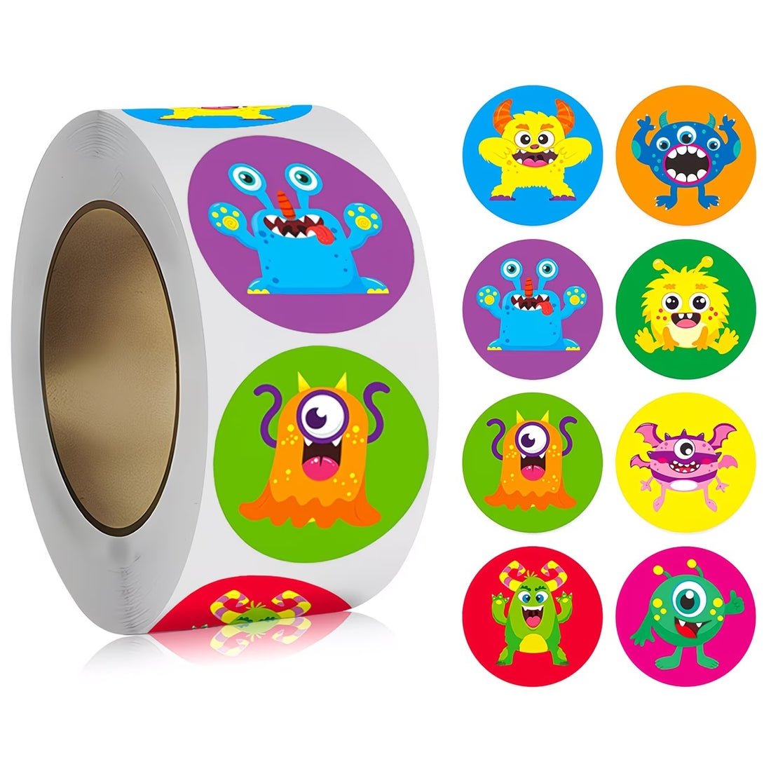 NEW! Little Monsters Stickers 500 on a roll -  Colourful Teacher Merit Stickers