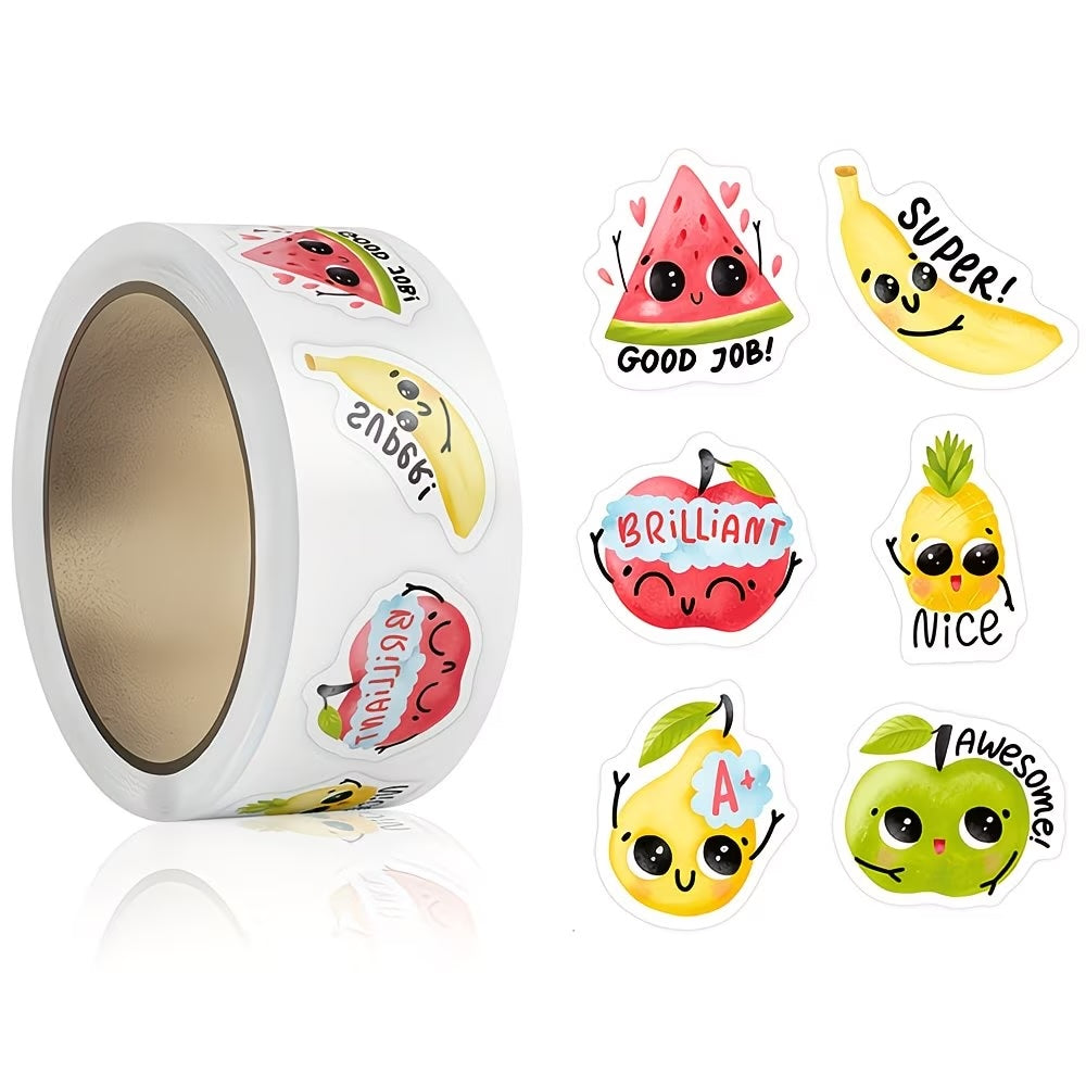 NEW! Super Fruit Merit Stickers 500 on a roll -  Colourful Teacher Merit Stickers