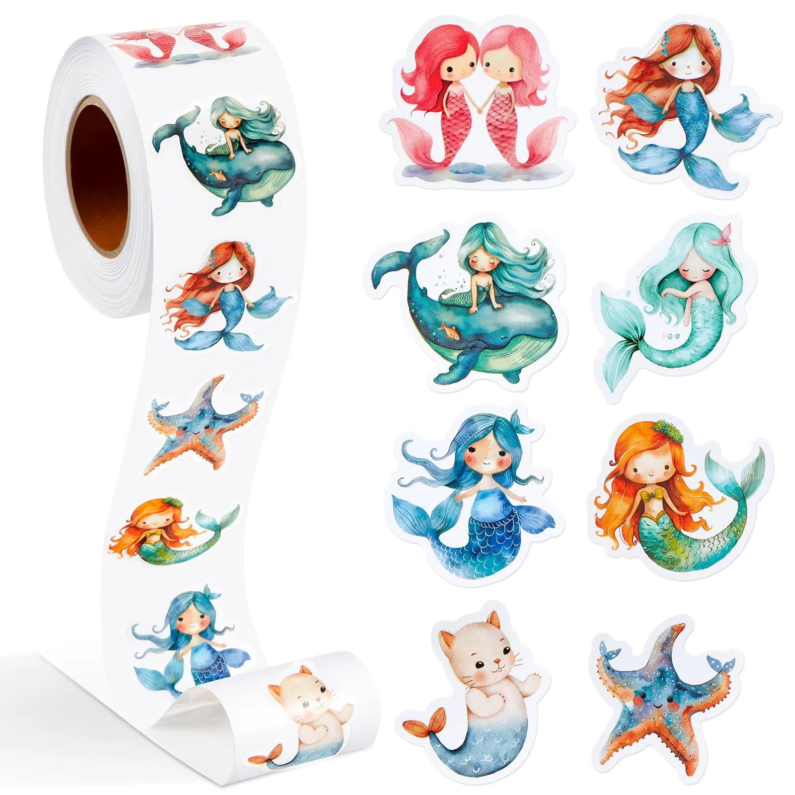 NEW! Mermaids Stickers 500 on a roll - Colourful Teacher Merit Stickers