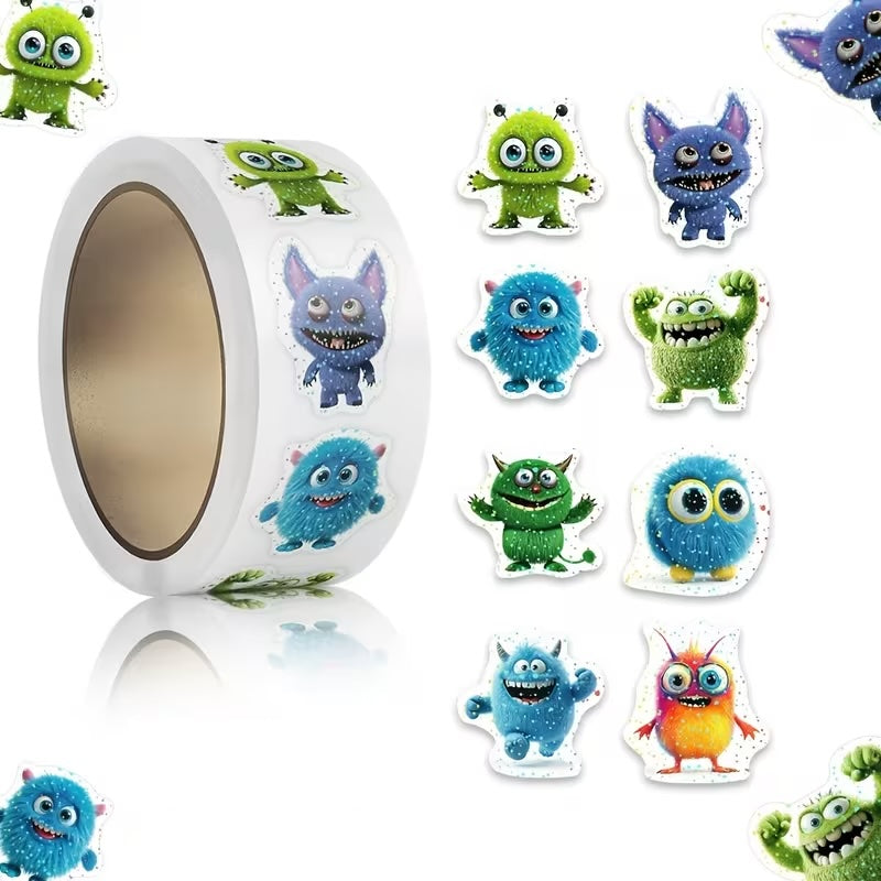 NEW! Sparkle Monsters 500 on a roll - Colourful Teacher Merit Stickers