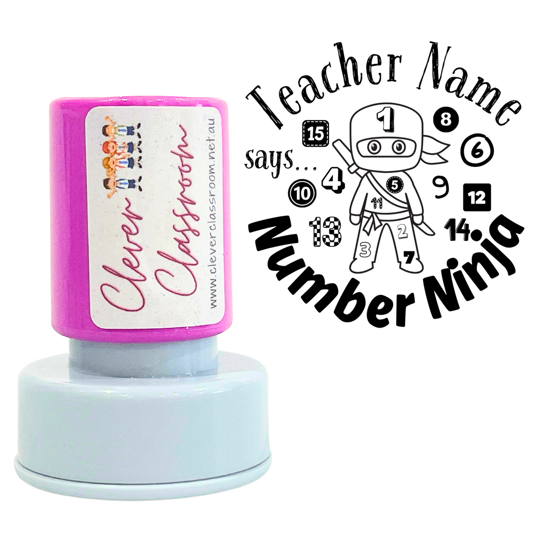 Number Ninja Personalised Teacher Stamp 30mm round