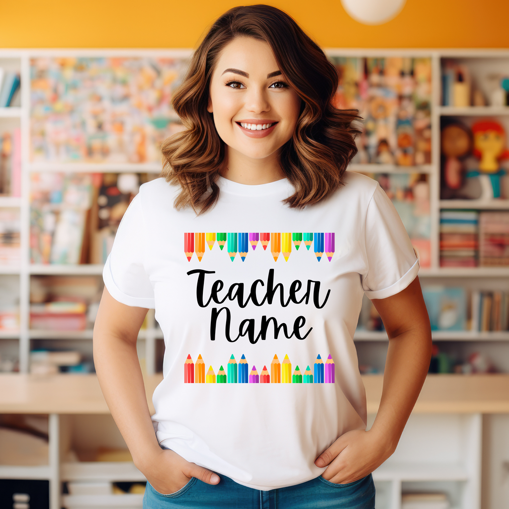 Personalised Pencils Teacher T-shirt