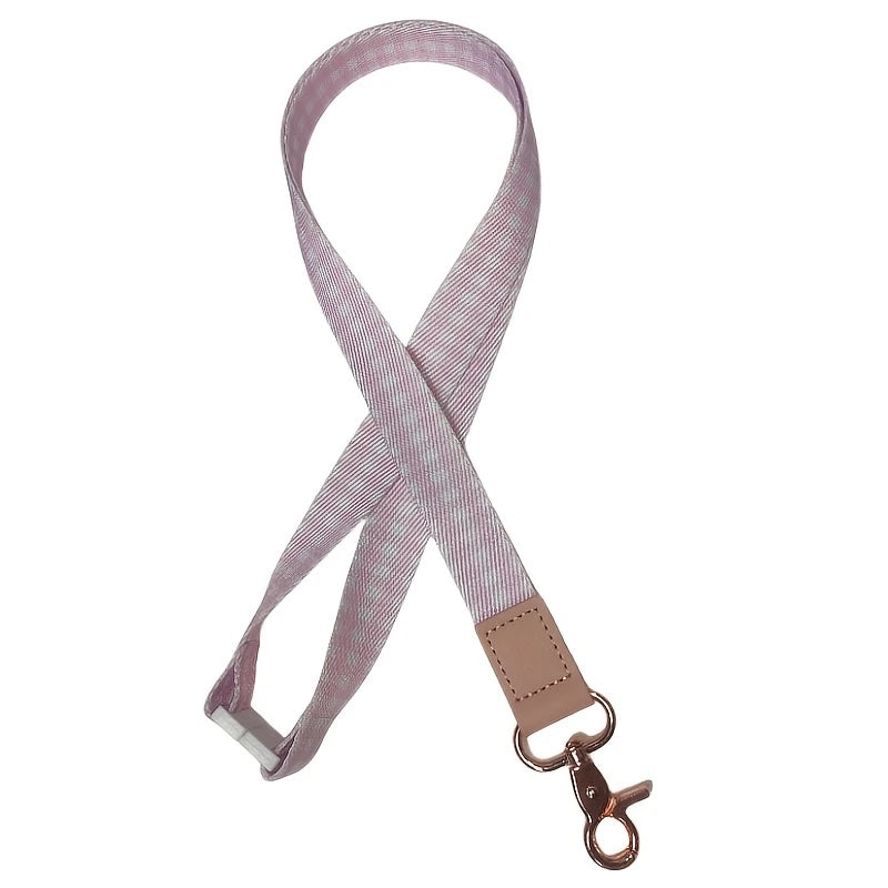 Pastel Pink Gingham Personalised Lanyard