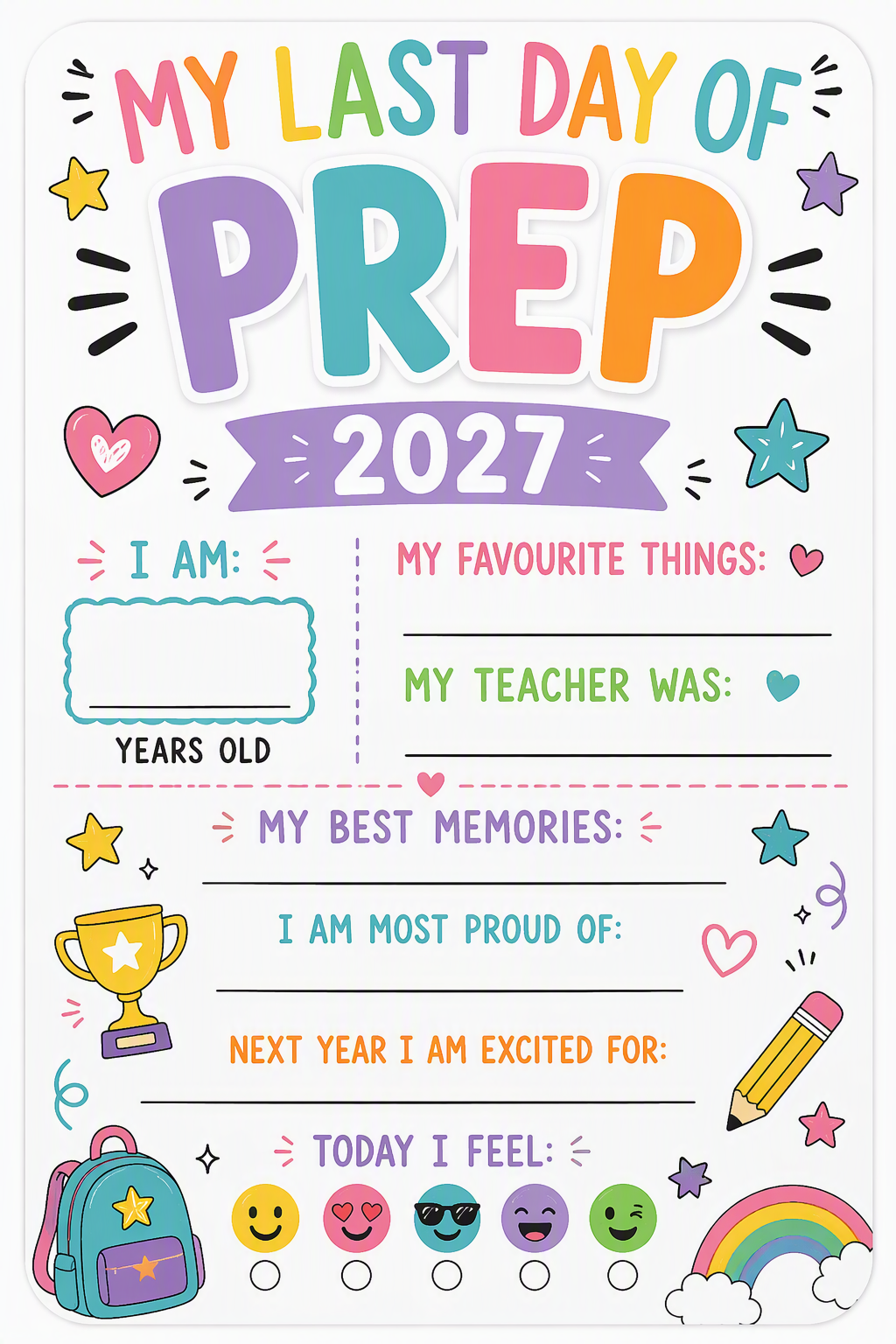 Pre-order NEW! PREP First Day/ Last Day of School Photo Prop