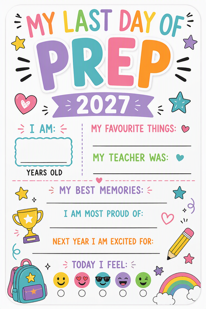 Pre-order NEW! PREP First Day/ Last Day of School Photo Prop