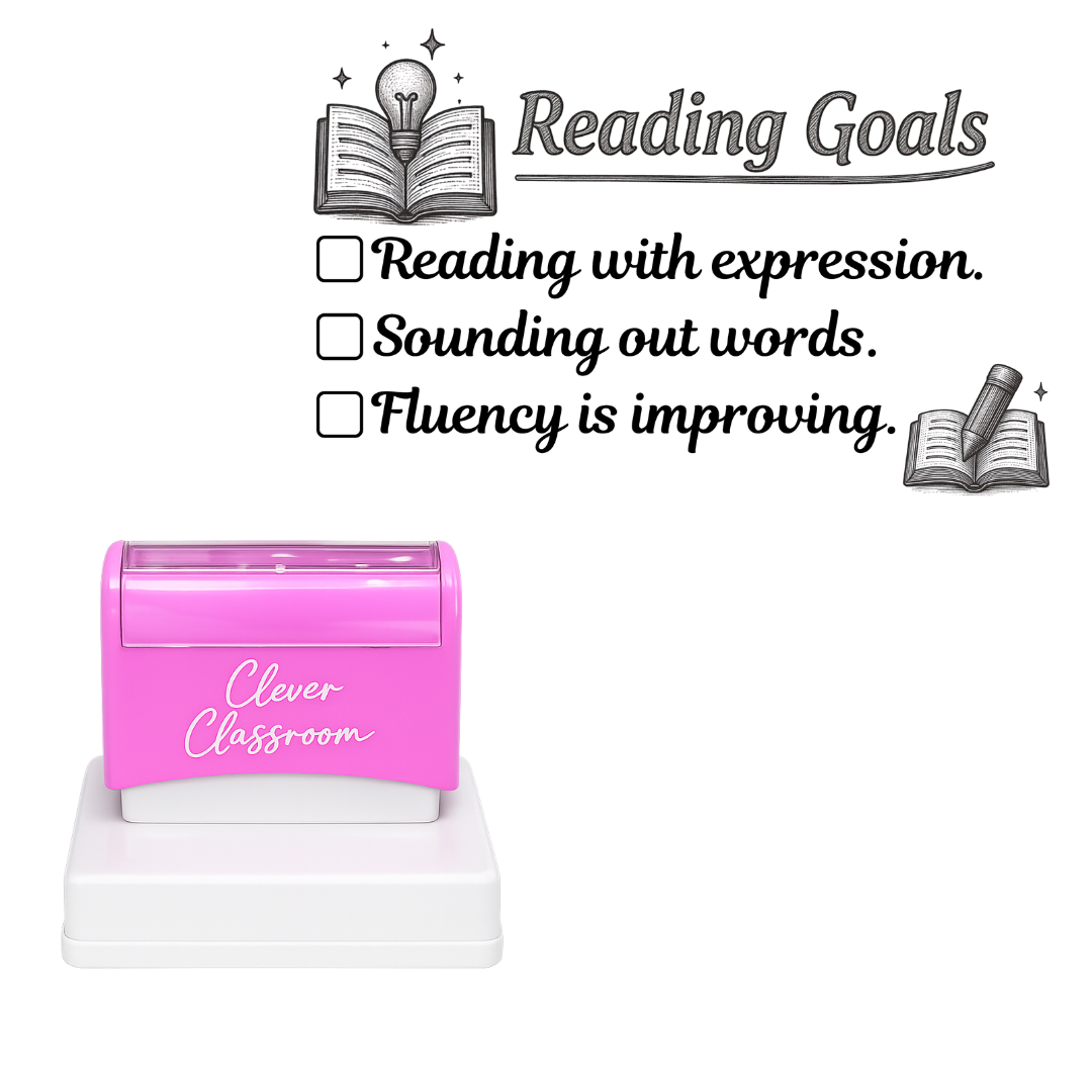 Reading Goals Teacher Feedback Stamp Rectangle 43 x 67mm