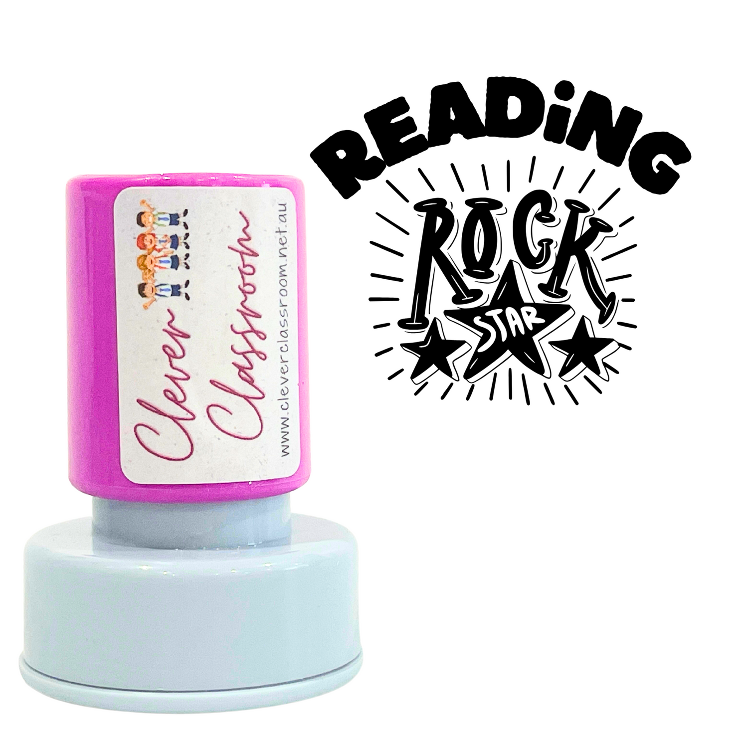 Reading Rockstar Personalised Teacher Stamp 30mm round