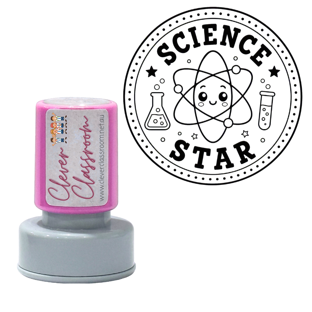 Science Star Teacher Stamp 30mm round
