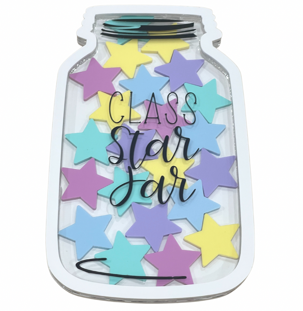 TOUS LES NOUVEAUX!!! Pot étoile de classe BLANC avec 22 étoiles pastel 