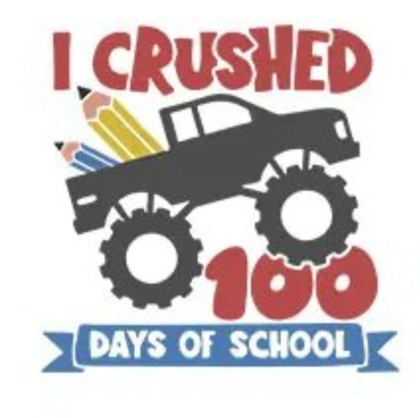 100 Days of School - Truck - Iron on Transfer for T-shirts