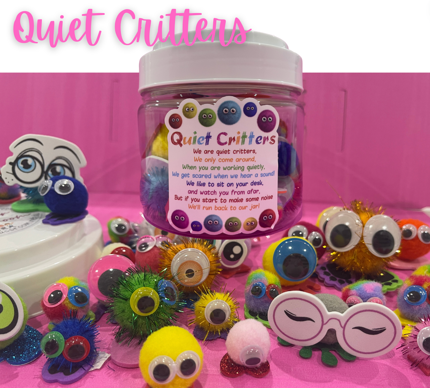 Mixed colours Classroom Quiet Critters - pompom creatures to use for classroom behaviour