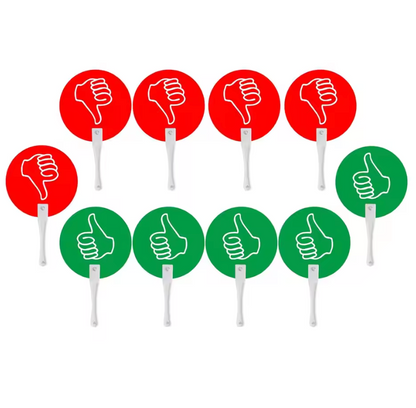 10 Pack of Thumbs Up Thumbs Down Paddles