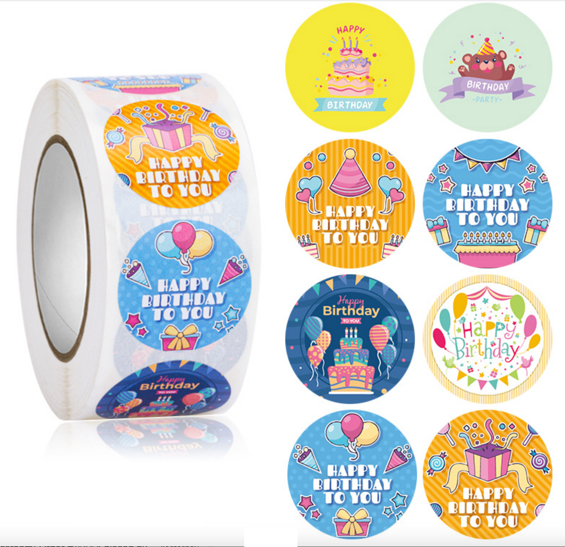 Happy Birthday To You! 500 on a roll -  Colourful Teacher Merit Stickers