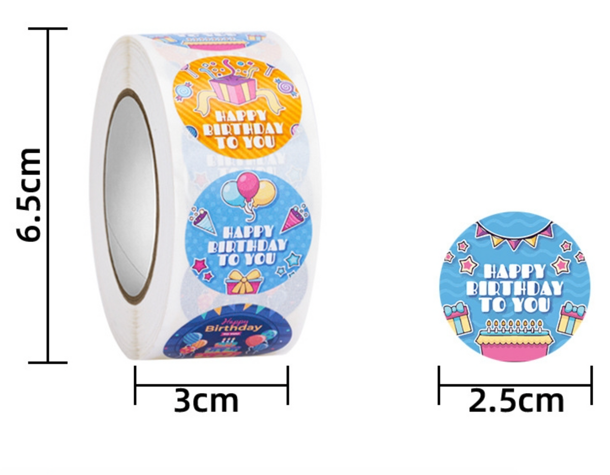 Happy Birthday To You! 500 Stickers on a roll