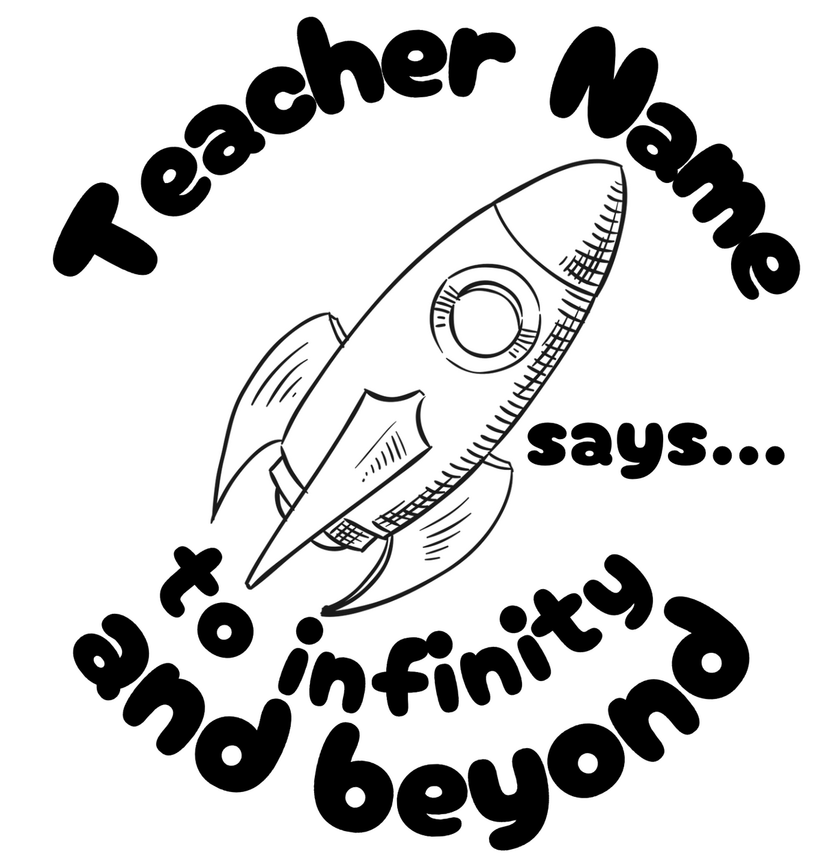 Rocket Infinity Teacher Stamp 30mm round