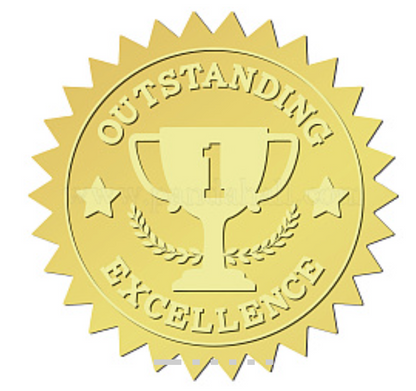 12 Sheets of 12 Gold Embossed OUTSTANDING EXCELLENCE Trophy Stickers