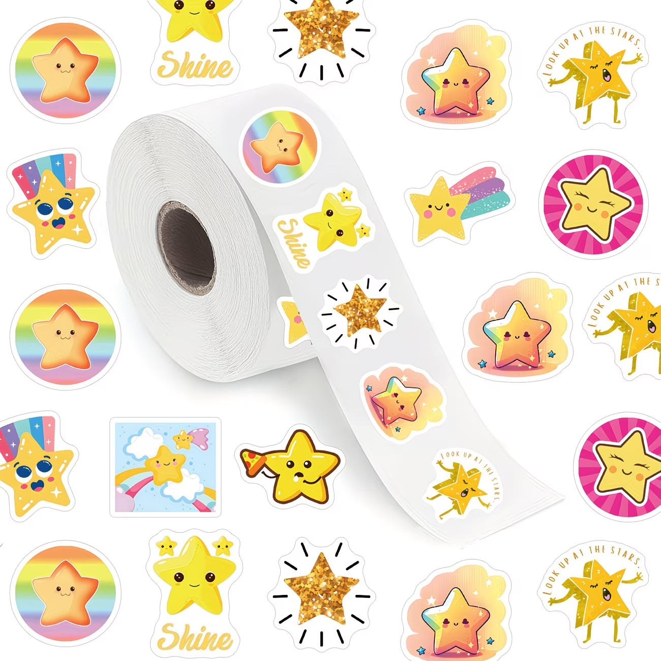 *NEW Shine Stars 500 on a roll - Colourful Teacher Merit Stickers