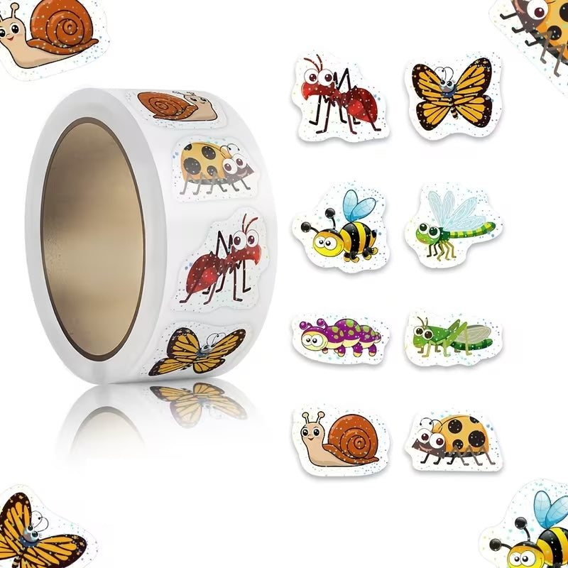 NEW! Shiny Bugs Stickers 500 on a roll - Colourful Teacher Merit Stickers