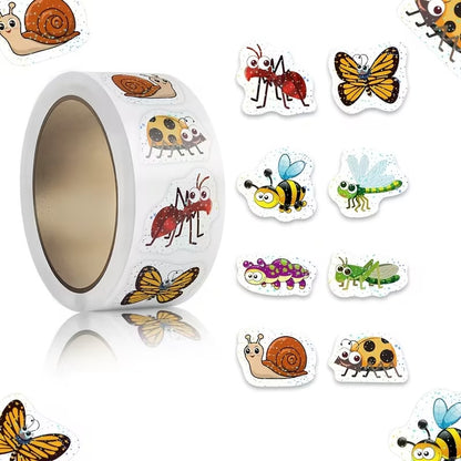 NEW! Shiny Bugs Stickers 500 on a roll - Colourful Teacher Merit Stickers