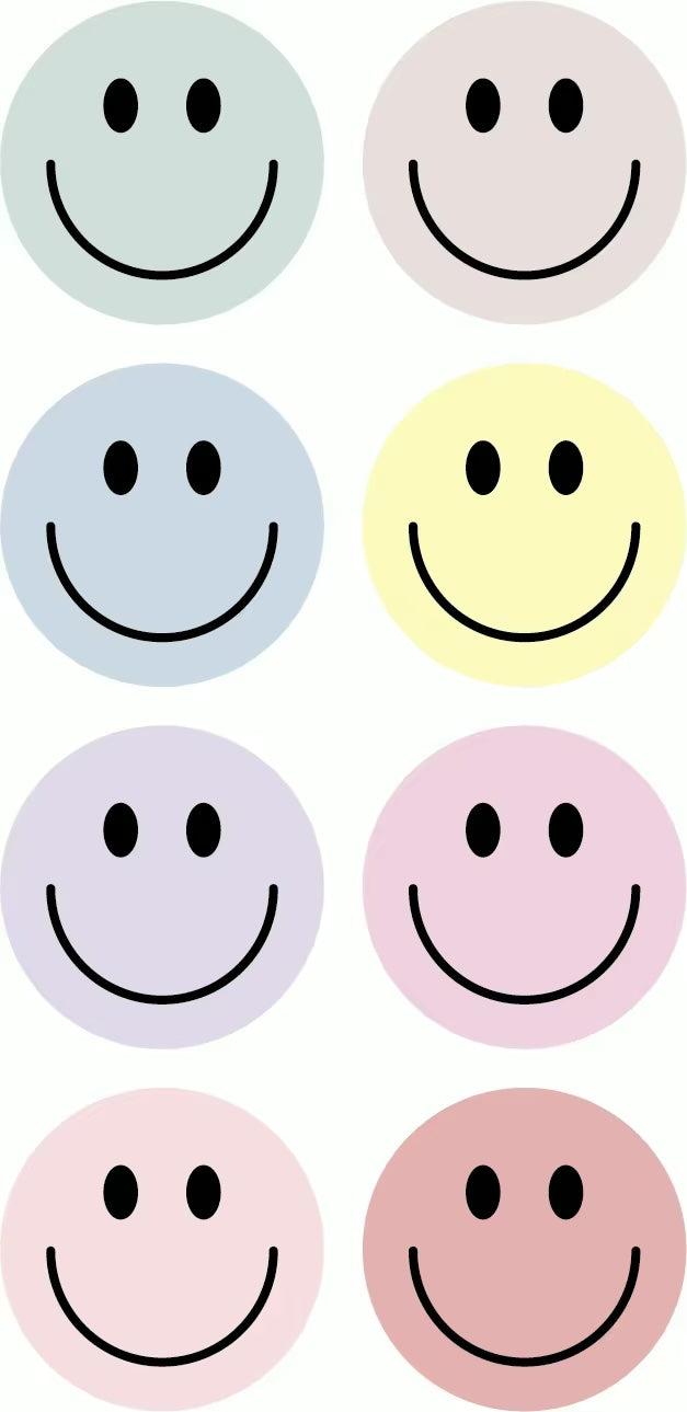 Pastel Smiley Face  Stickers 500 on a roll