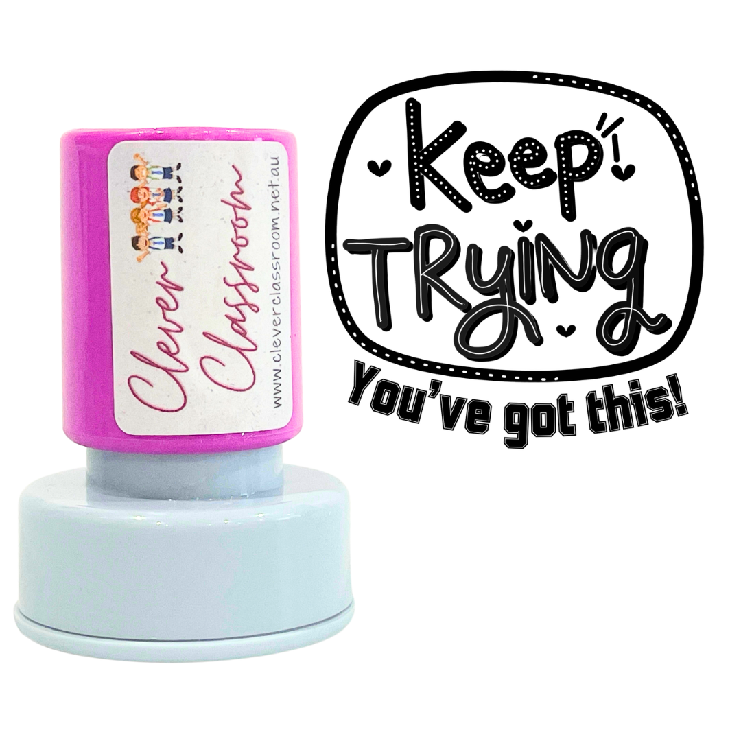 Keep Trying Teacher Stamp 30mm round
