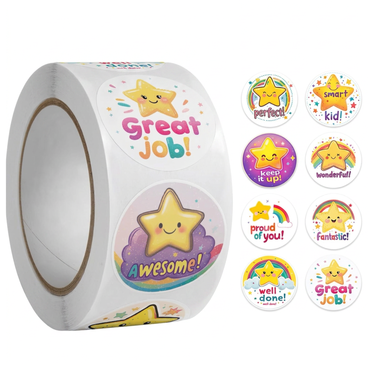 Great Job! Stars Stickers 500 on a roll