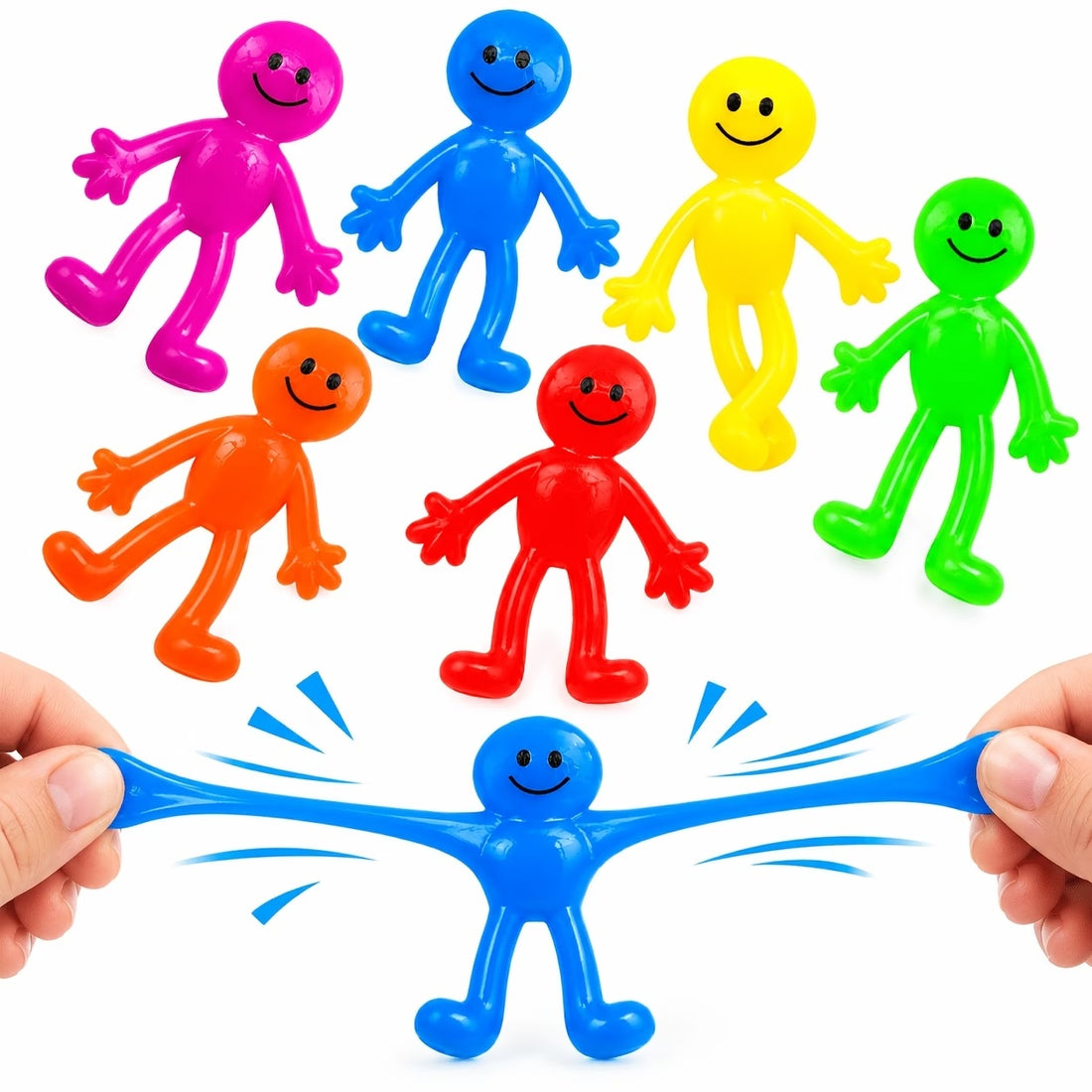 6 Pack Stretchy Smily People Sticky Jelly Toys