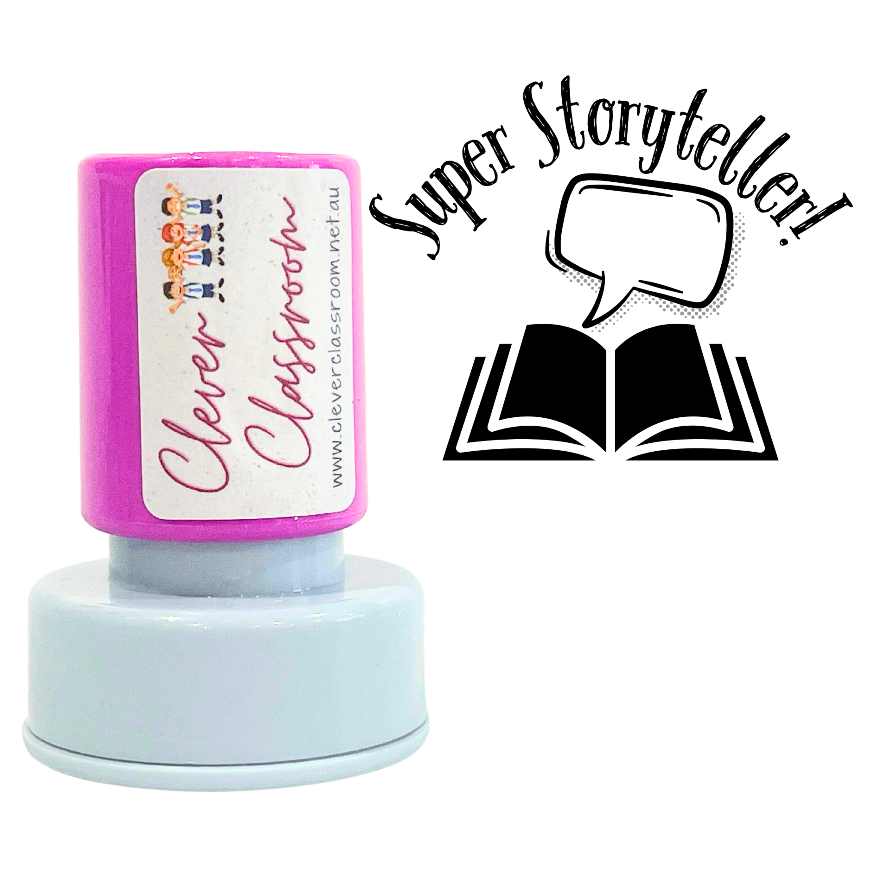Super Storyteller Teacher Stamp 30mm round