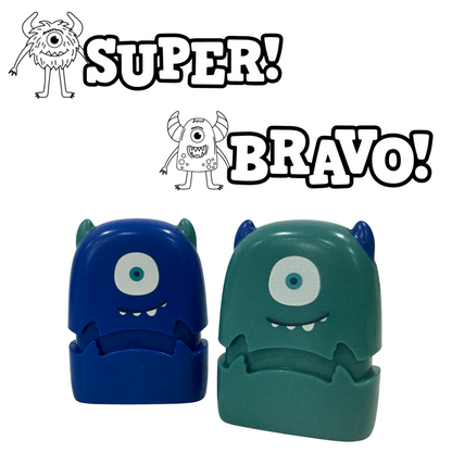NEW!! Limited Edition Super &amp; Bravo Monsters Stamp Set - 2 x  Stamps 33mm x 13mm