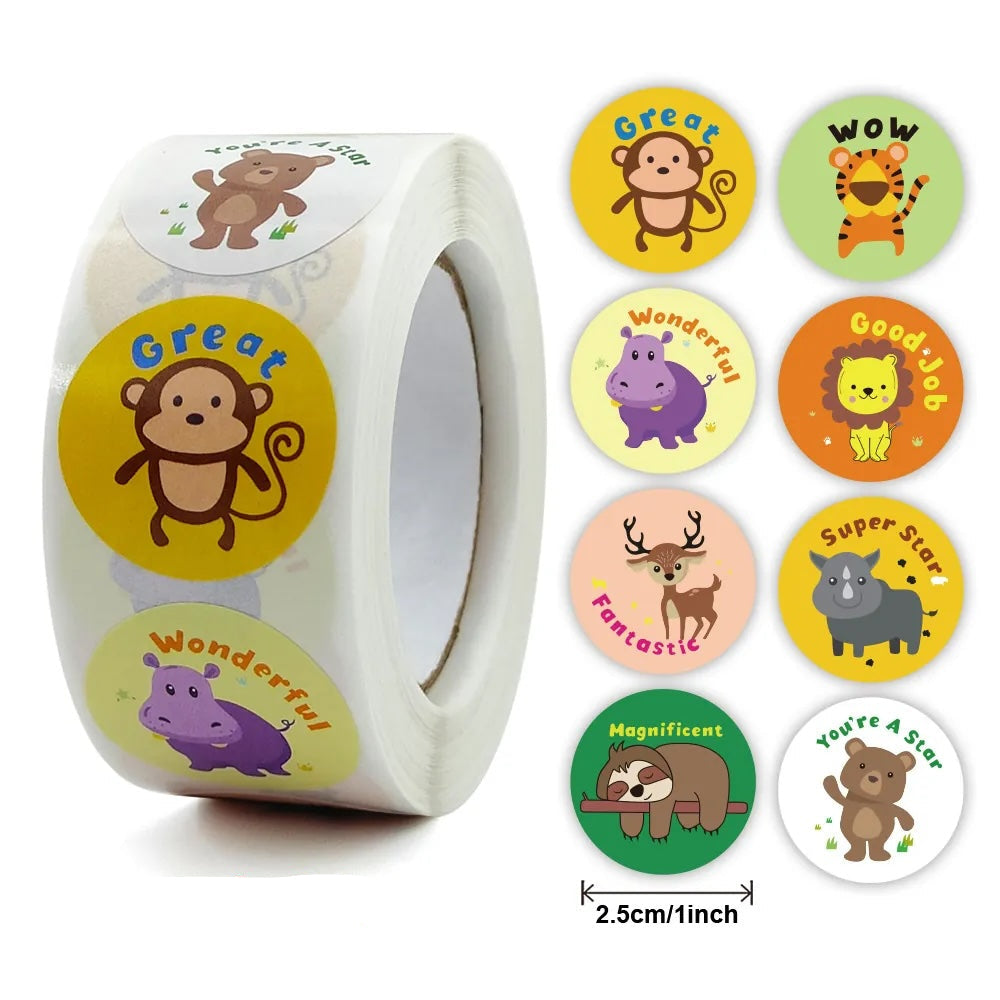 Super Star Animals Stickers 500 on a roll