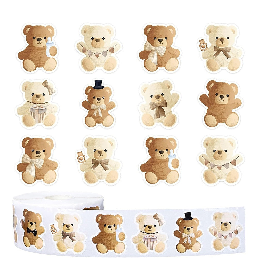 NEW! LARGE Teddy Bears 500 stickers on a roll