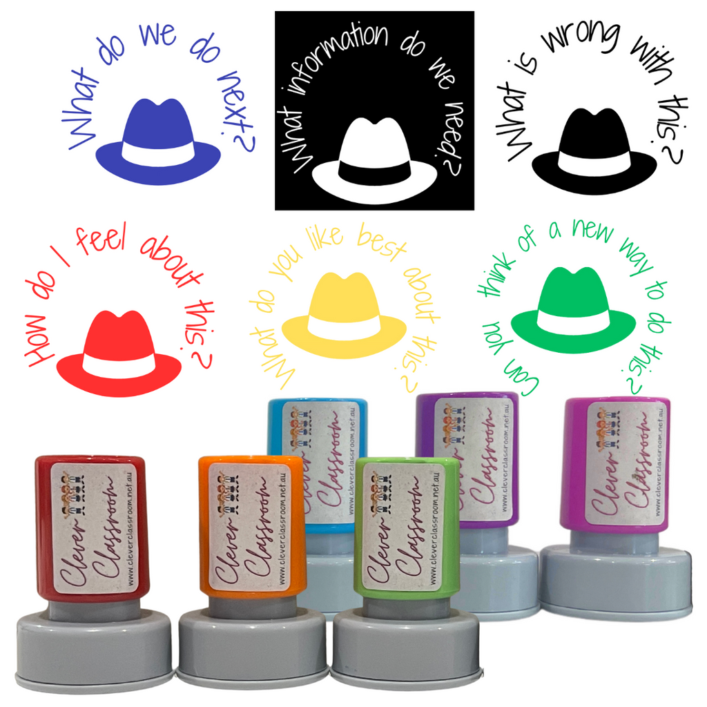 Stamp Set - 6 x Thinking Hats Stamps 30mm