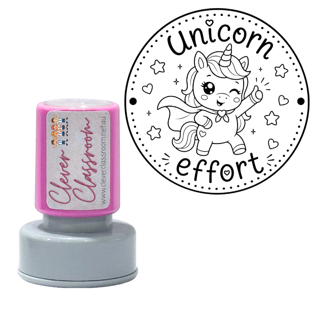 Unicorn Effort Teacher Stamp 30mm round