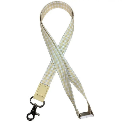 Pastel Yellow Gingham Personalised Lanyard