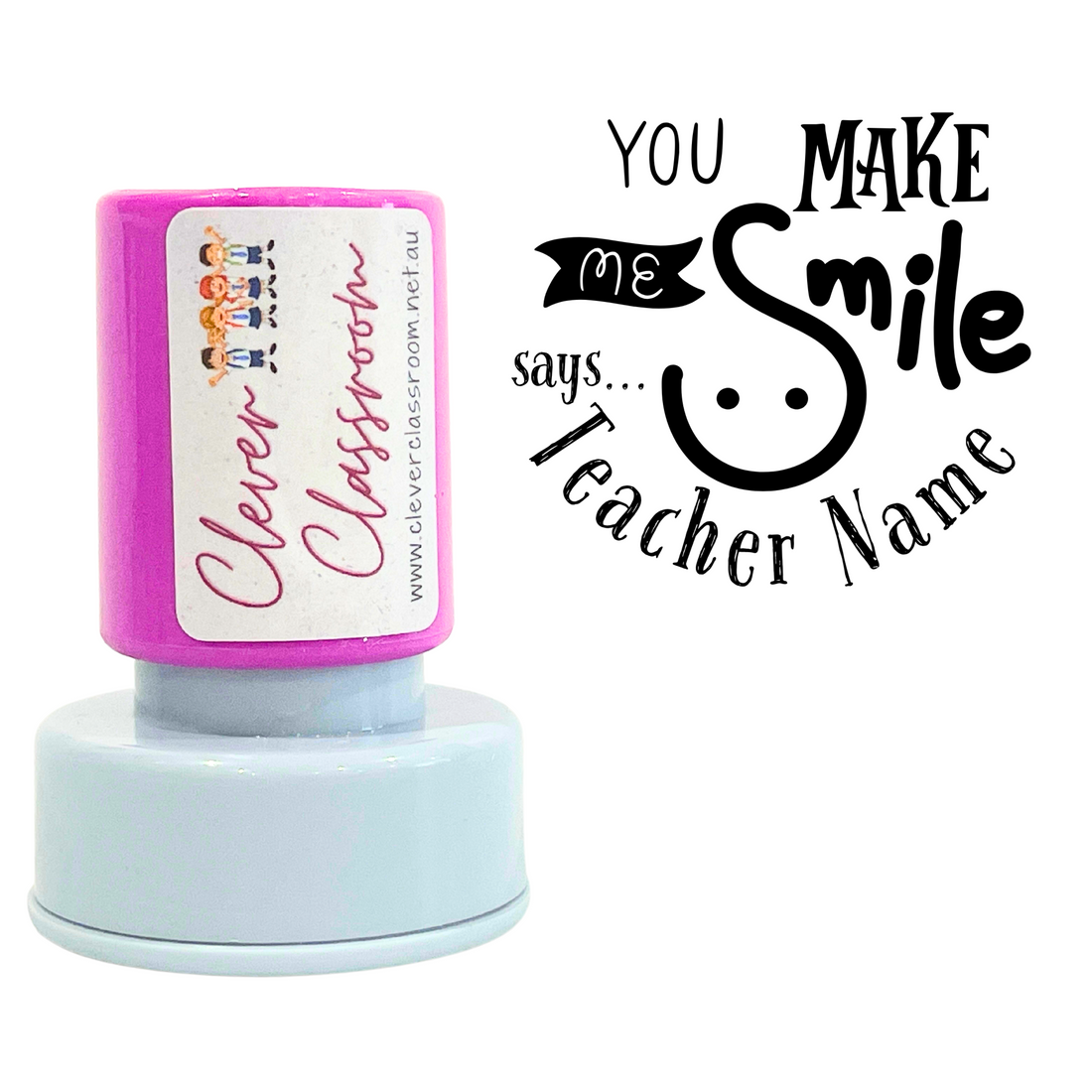 You make me Smile Personalised Teacher Stamp 30mm round