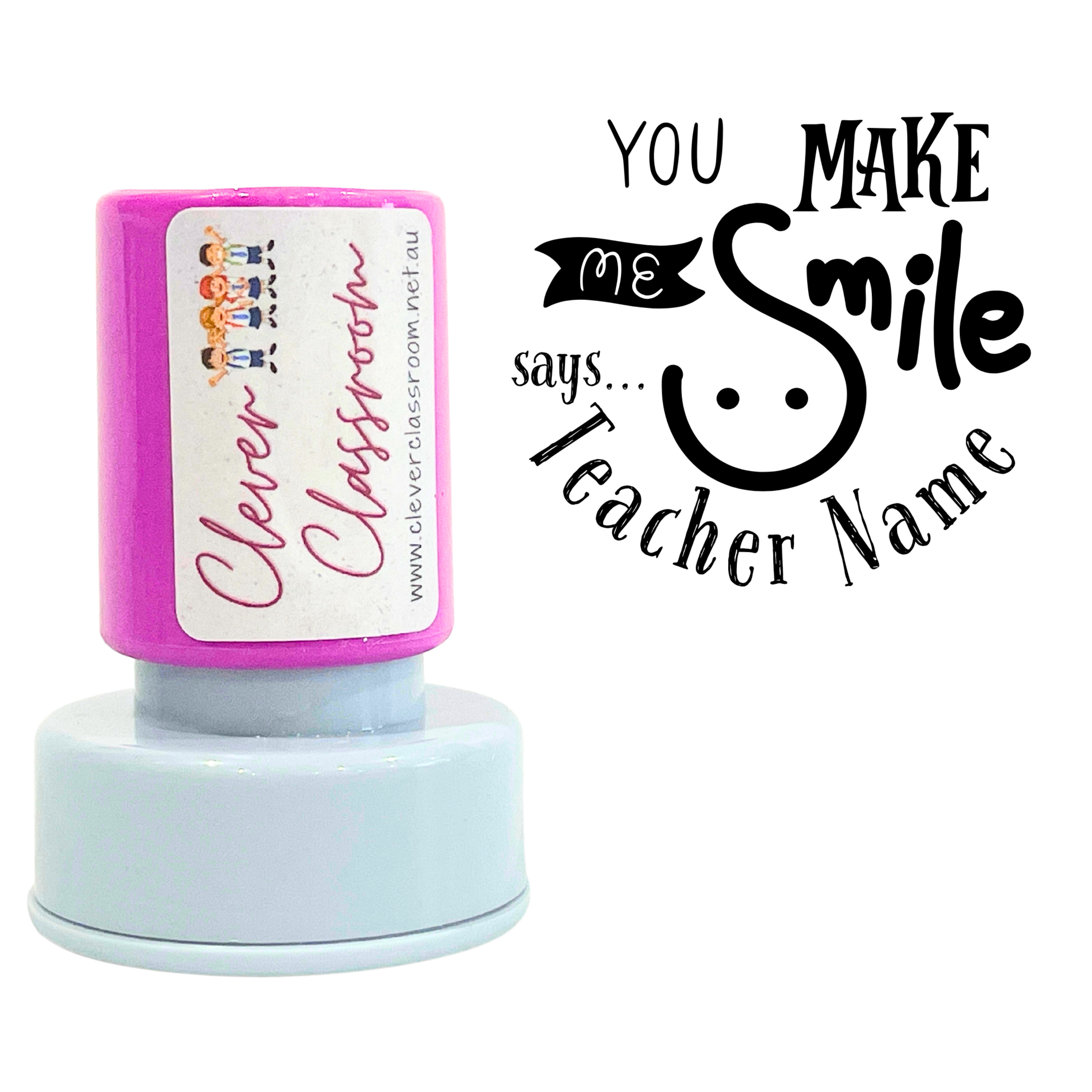You make me Smile Personalised Teacher Stamp 30mm round