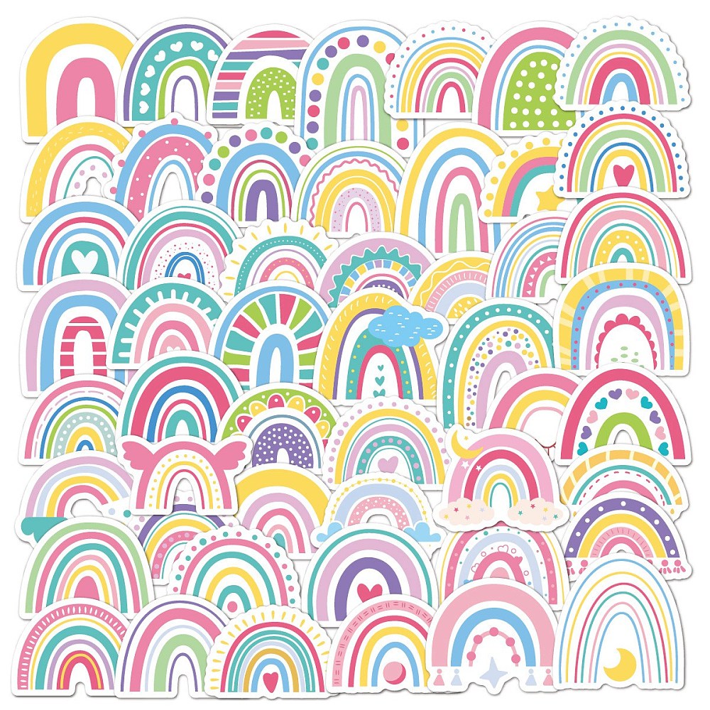 Pastel Boho Rainbows - Pack of 50 Stickers
