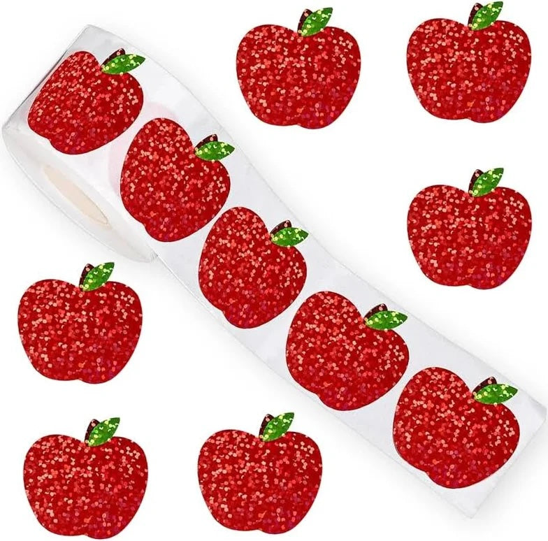 *Holographic LARGE Red Apples Stickers 500 on a roll