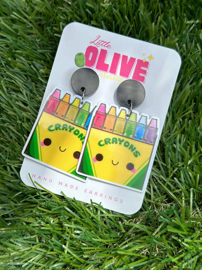Crayon Box Teacher Dangle Earrings - Creative Tribute: Stud