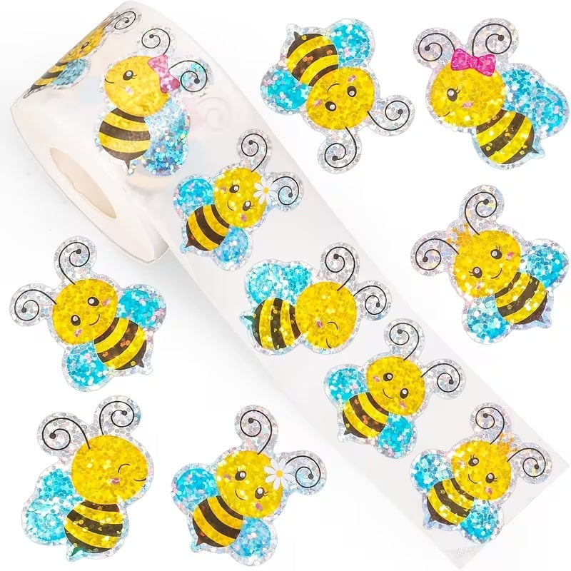 *Holographic LARGE Bees Stickers 500 on a roll