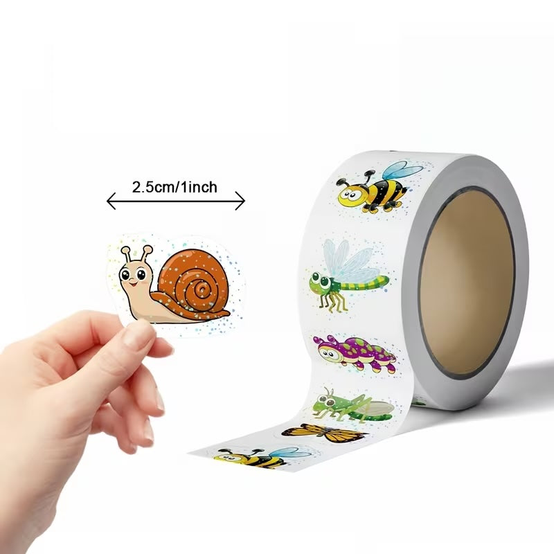 NEW! Shiny Bugs Stickers 500 on a roll - Colourful Teacher Merit Stickers